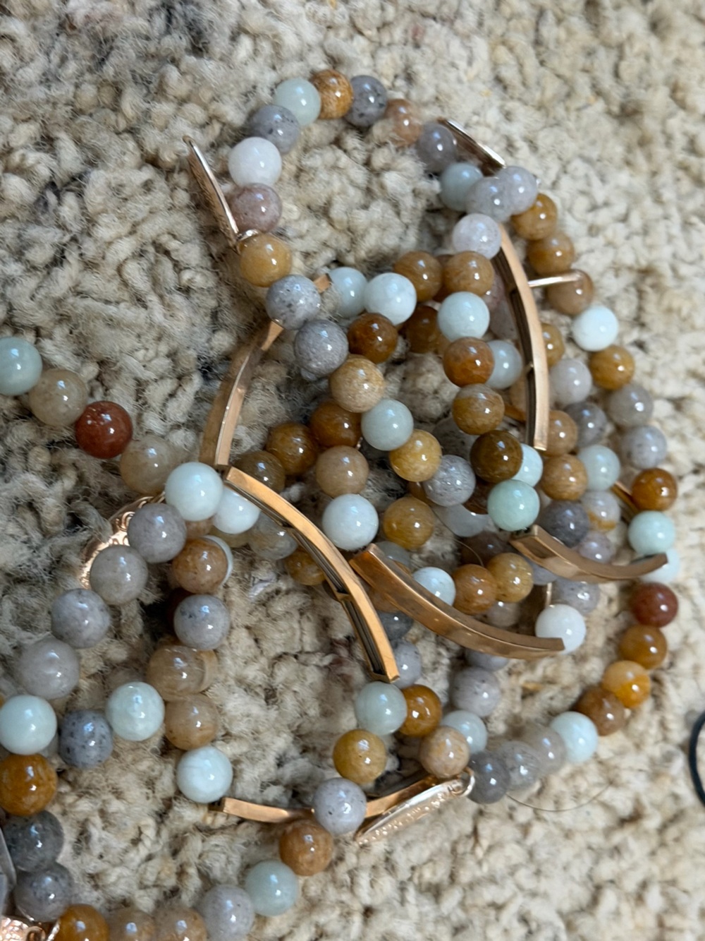 Multi-Color Beaded Stretch Bracelet with Gold Accents